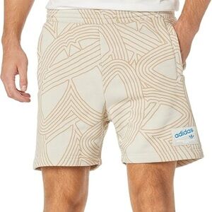 adidas Originals Athletic Club AOP Tan Khaki Colored Short Size Small